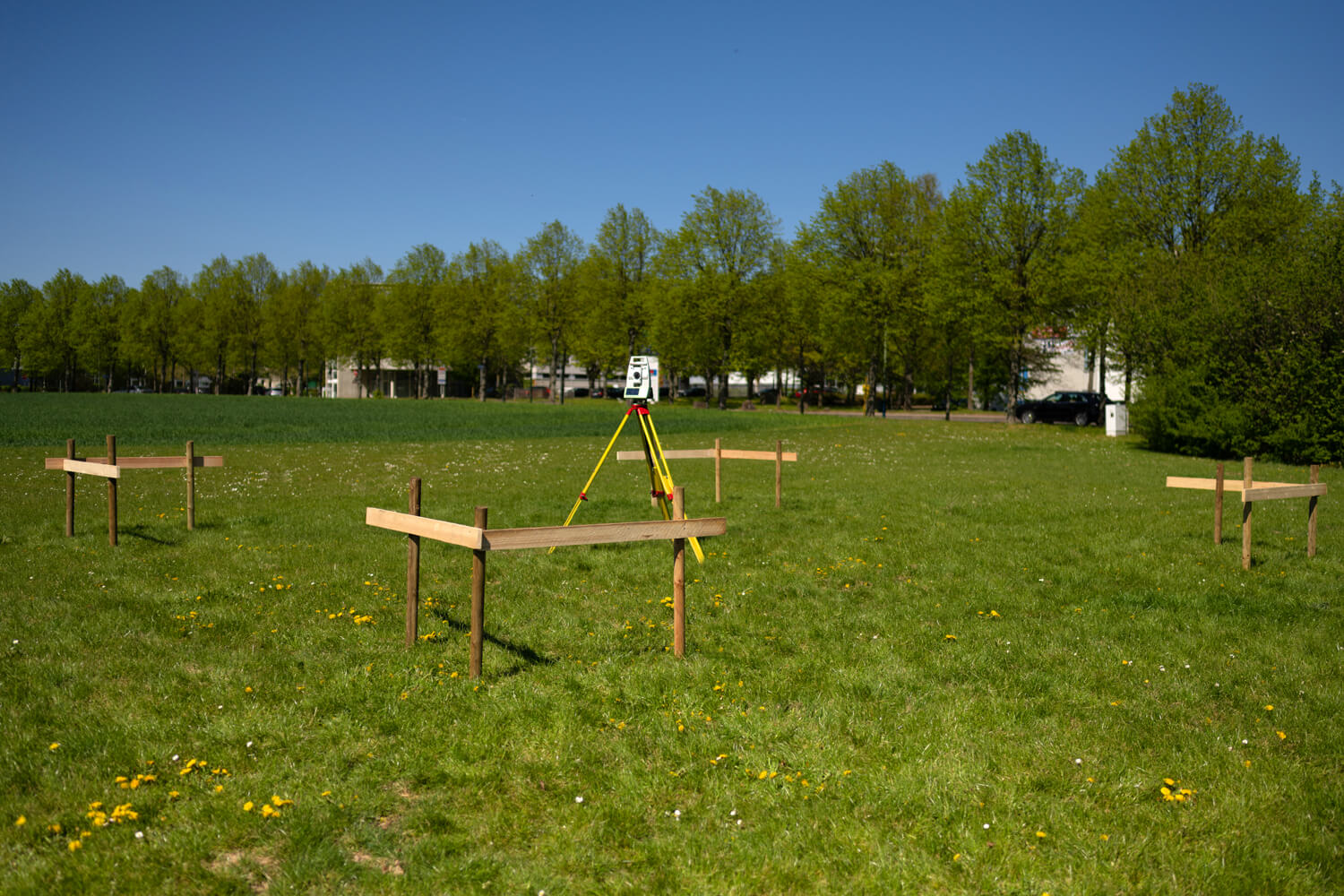 schnurgerüst, schnurbock, feinabsteckung