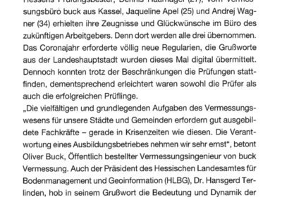 presseveröffentlichung, buck vermessung, ausbildung, vermessungsbüro, vdv