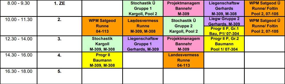 stundenplan, hochschule anhalt, vermessung