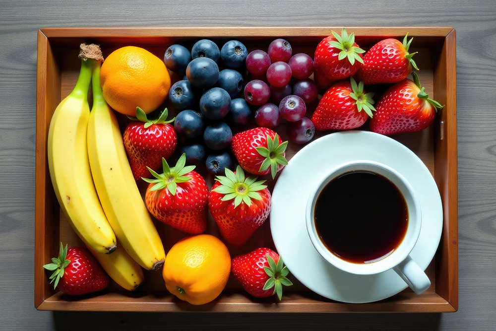 benefits, buck vermessung, kaffee, obst