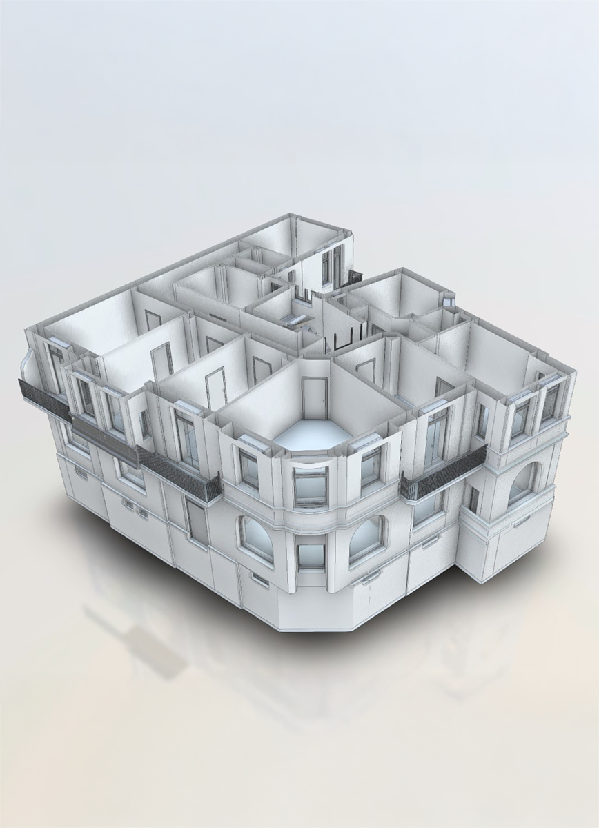 3D-Modell, 3D-Laserscanning, Bestandsaufmaß, Schnitt, Mannheim