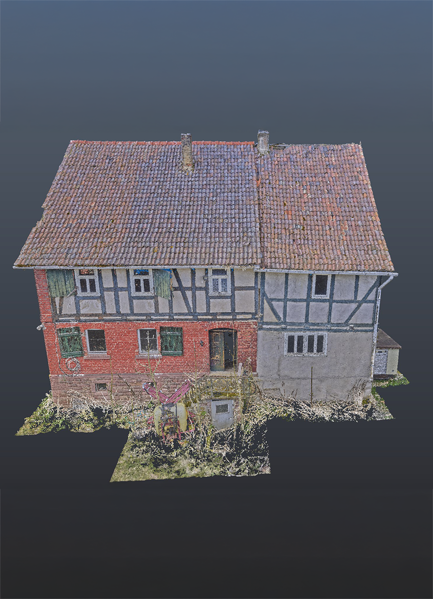 3D-Laserscanning, Bestandsaufmaß, Punktwolke, Fachwerkhaus, Bad Zwesten