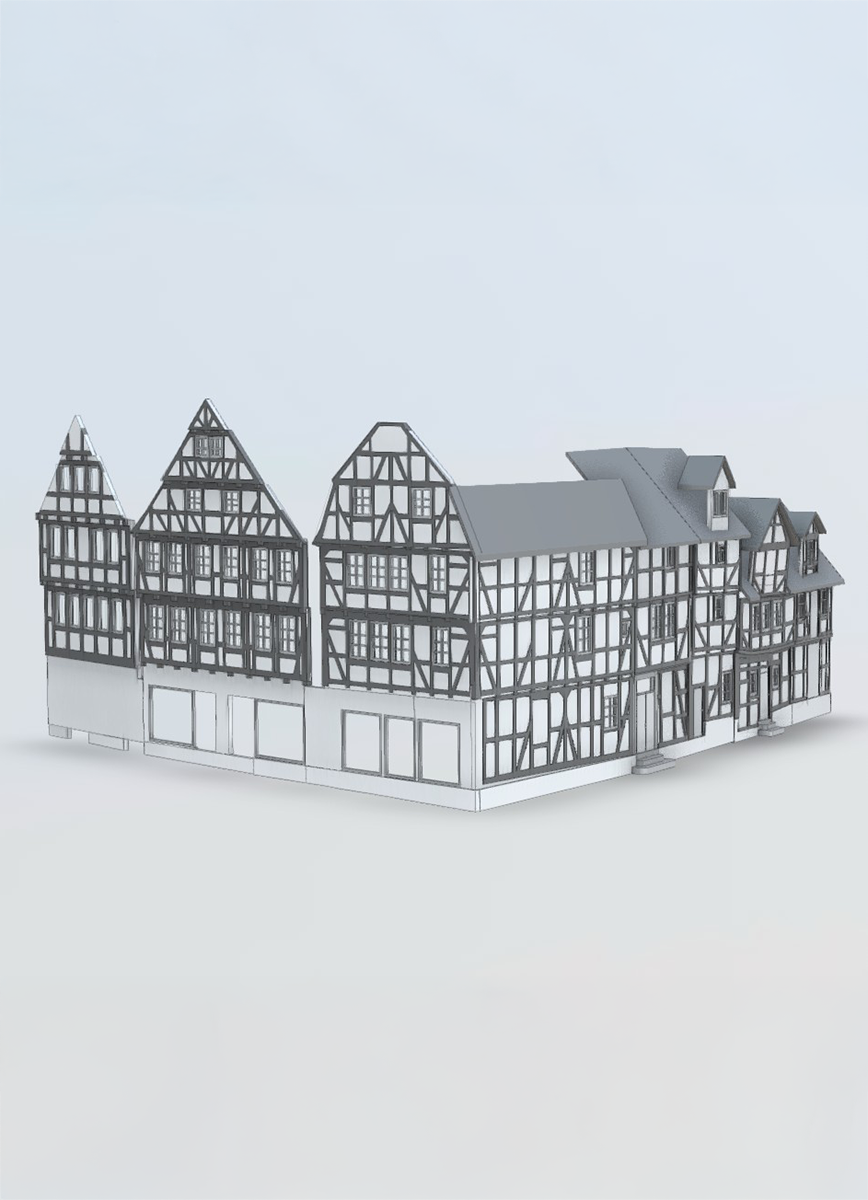 3D-Modell, 3D-Laserscanning, Bestandsaufmaß, Melsungen, Fachwerkhäuser