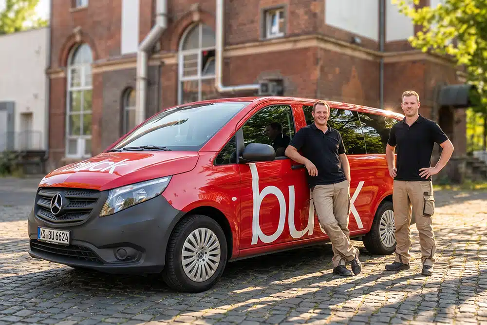 buck vermessung, team, aussendienst, vermessungstechniker, vermessungsingenieur, vermessung, messbus, messtrupp